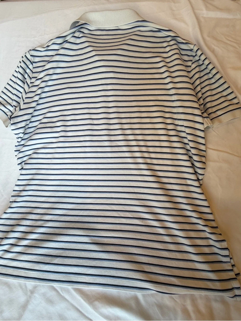Vintage Polo by Ralph Lauren White Navy Striped Polo Shirt | 100% Cotton